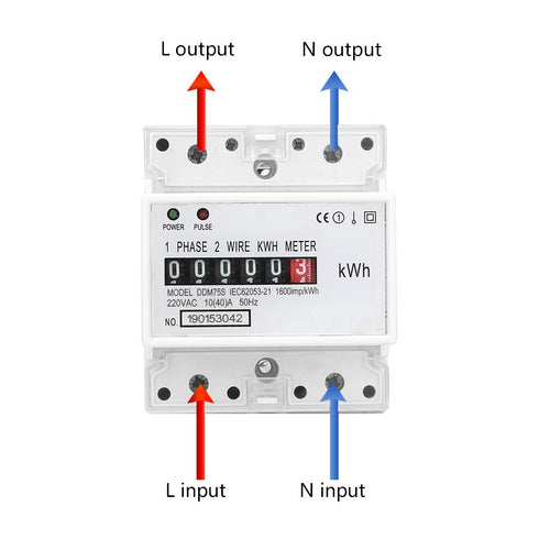 Single Phase Two Wire Energy Meter 4P LED Din Rail Electricity Power Voltmeter Ammeter Voltage Amp Kwh Meter Multimeter...