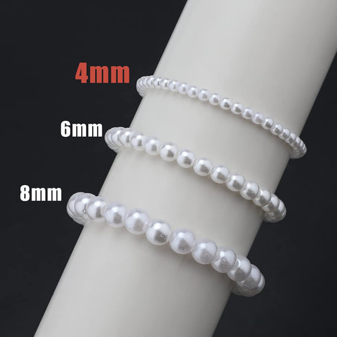 SAVITA 3000Pcs 4mm White Round Pearls Beads Satin Luster Loose Spacer Beads for DIY Craft Necklaces Bracelets Earrings Rings Jewelry Making Suppli...