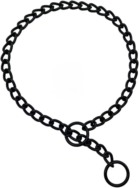 Matte Black Dog Choke Collar Slip P Chain,Heavy Chain Dog Metal Training Choke Collars, Adjustable Weather Proof Alloy Steel Necklace for Small Me...