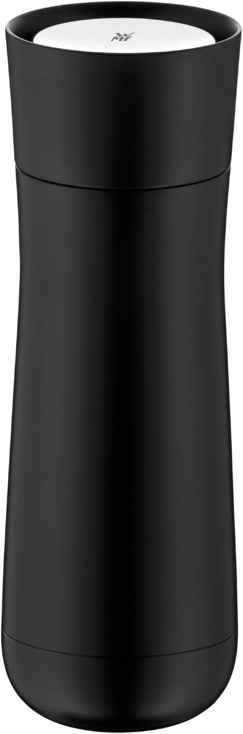 WMF Insulated Thermos Flask, 0.35 L, Height 22 cm/Diameter: 7.4 cm, Automatic Closure, 360° Drink Opening, Black...
