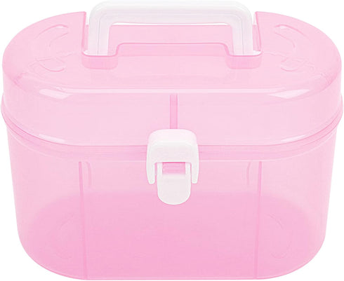 YARNOW Clear Double Layer Plastic Storage Box, 6. 9 x 4. 9 Inch Portable Handled Storage Case, Multipurpose Organizer with Removable Tray for Stat...