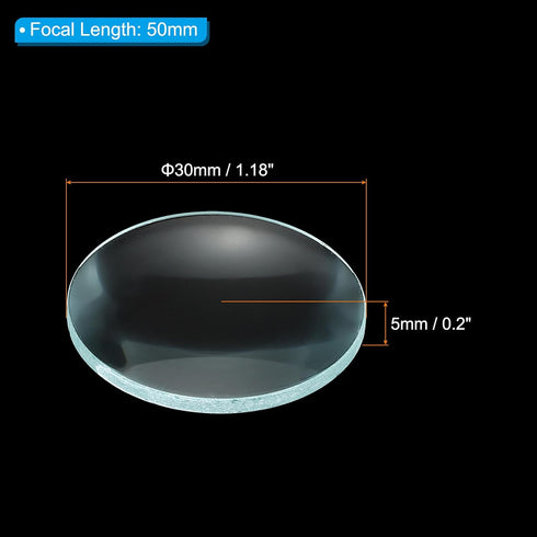 PATIKIL 2" (50mm) Focal Length Double Convex Lens, 3 Pcs 30mm Diameter 5mm Height Glass Optically Polished Round Edges Lens for Physics Experiment...