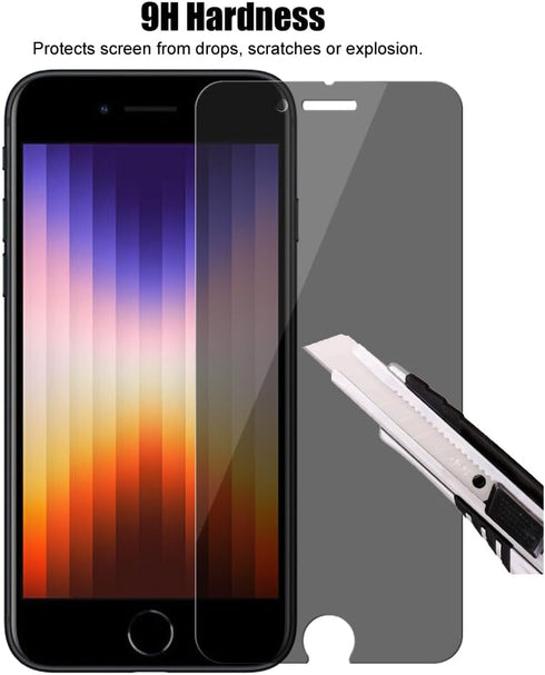 3 Pack Privacy Screen Protector For iPhone SE 2022 (3rd Generation) / iPhone SE 2020 (2nd Generation) / iPhone 8 / iPhone 7 (4.7") Anti Spy Privat...