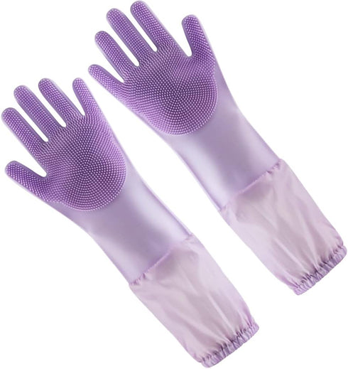 Long Sleeve Silicone Pet Grooming Gloves Cat Bathing Gloves Dog Massaging Gloves Pet Hair Removal Gloves Pet Shampoo Gloves for Kitchen, Bathroom ...