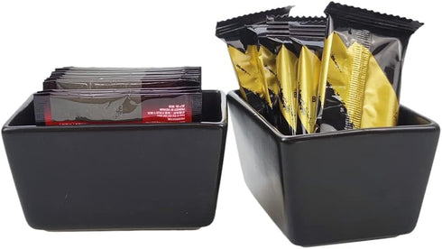 Sizikato Matte Black Porcelain Sugar Packet Holder Tea Bag Bowl, 5 Oz...