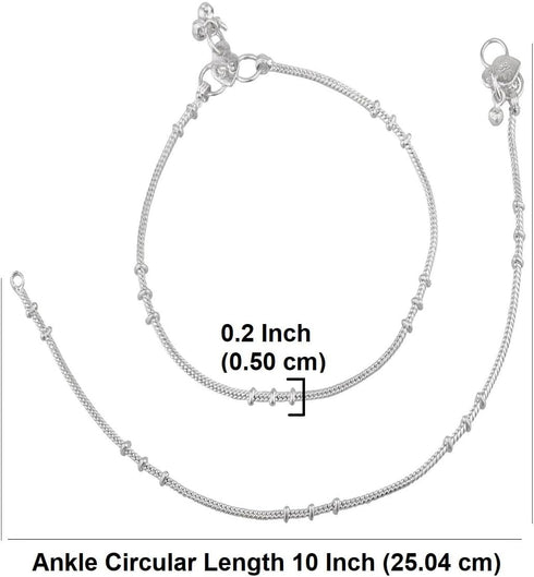 Efulgenz Silver Tone Indian Jewelry Anklets for Women Indian Bollywood Boho Anklets Ankle Bracelet Payal Anklet Set Foot Jewelry...