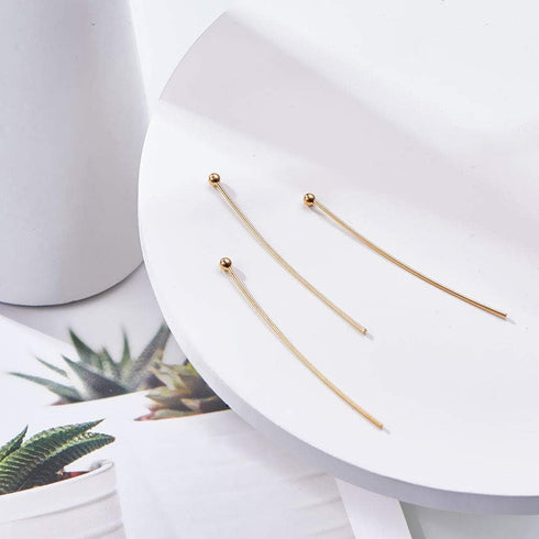BENECREAT 100PCS 18K Real Gold Plated Ball Pins 22 Gauge Ball Head Pins for DIY Jewelry Making Findings - 35mm (1.4") Long...