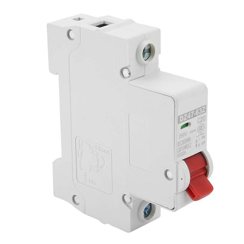 DC Circuit Breaker, 20 Amp Miniature Circuit Breaker DC MCB Single Pole 1 Module Miniature Single Pole Leakage Circuit Breaker for Overload, 6 KA ...