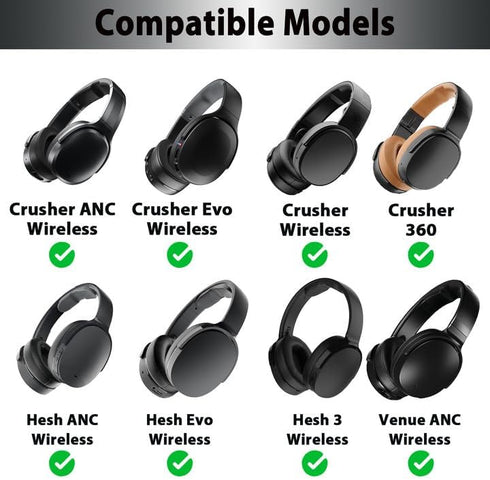 Adhiper Crusher Evo/ANC Replacement Earpads Cushions, Ear Pads for Skullcandy Crusher Wireless/Crusher ANC/Crusher Evo/Crusher 360 & Hesh ANC/Hesh...