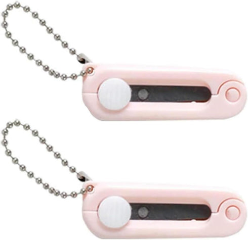 2Pcs Pink Keychain Scissors,Folding Scissors,Safe Portable Travel Scissors,Foldable Telescopic Cutter Pocket,Mini Scissor with Keychain for Cuttin...