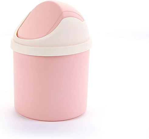 Desktop Mini Plastic Waste Garbage Can with Lid, Stylish Countertop Trash Bin Table Waste Paper Basket Round Small Trash Can for Office Bathroom C...