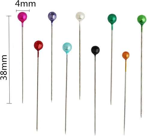 1200PCS Sewing Pins for Fabric, Straight Pins with Pearlized Ball Heads Long 1.6inch, Quilting Pins for Dressmaker, Jewelry DIY Decoration, Craft ...