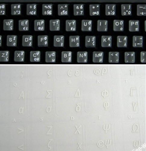 Greek Keyboard Stickers Transparent Background White Lettering for LAPTOPS PC Any Computer Desktop...