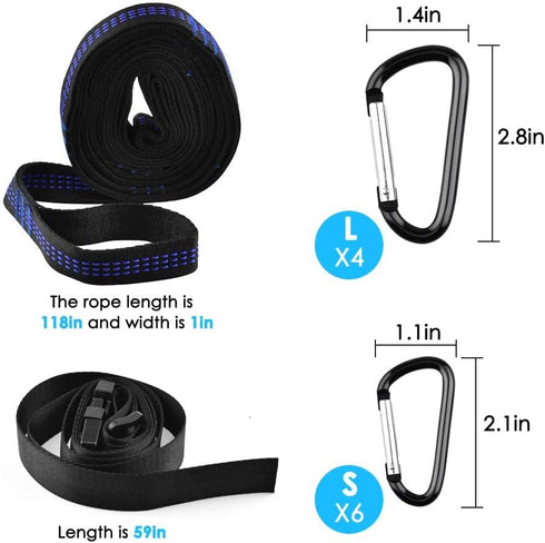 BROTOU Hammock Straps, 10ft Hammock Straps for Trees, with 10 Hooks and 5ft Extension, 600 LBS Heavy Duty Camping Hammock Accessories Set for Hang...