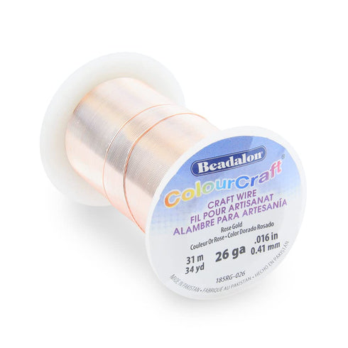 Beadalon ColourCraft Wire, 26 Gauge / 0.41 mm, Rose Gold Color Silver Plated Tarnish Resistant Color Silver Plated, 31 m / 34 yd spool...