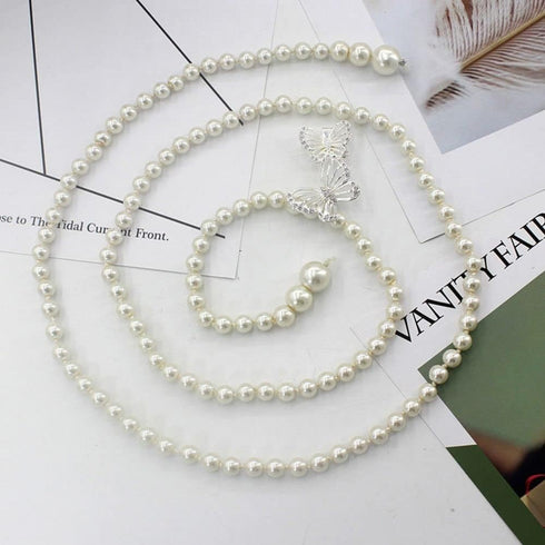Elegant Pearl Women's Belt Simple Adjustable Thin Chain Belt For Ladies Dress Skinny Waistband Decorative Jewelry...