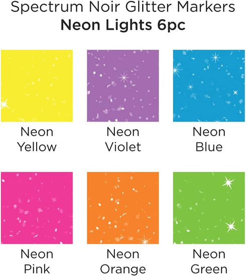 Spectrum Noir SN-Glitter Marker Lights-6pc Set, pkg of 6, Neon Lights...