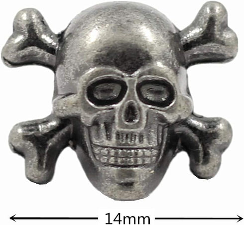 Bezelry 12 Pieces Skull with Cross Bones Gray Silver Color Metal Shank Buttons 14mm (9/16 inch)...