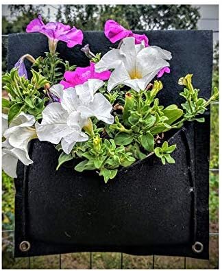 Cloth 2 Pocket Saddlebag Hanging Vertical Garden Fence Bag Planter Pocket for Yard and Garden Home Decoration-Hangs flowers on both sides of The f...