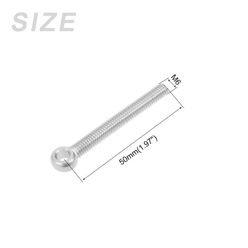 Shoulder Swing Lifting Bolt (M6x50mm) 10Pcs, 304 Stainless Steel Eye Bolts - for Home Renovation, Pipeline Gate Valves Fasteners, Silver...