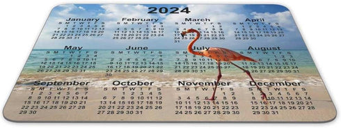 2024 Flamingo Calendar Mouse pad, Natural Rubber Mouse Pad, Quality Creative Gaming Mouse Pad Rectangle Mouse Personalized Desk Mouse Pad 9.5 inch...