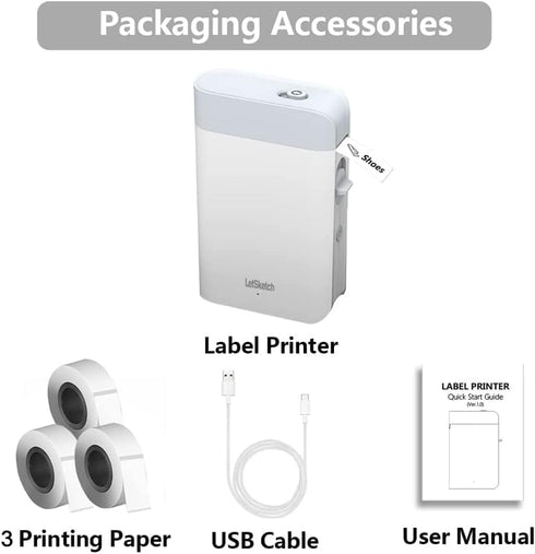 Label Maker Mini Bluetooth Thermal Label Printer Rechargeable Portable Pocket Inkless Printer, Mini Sticker Maker with 3 Tapes for School Office K...