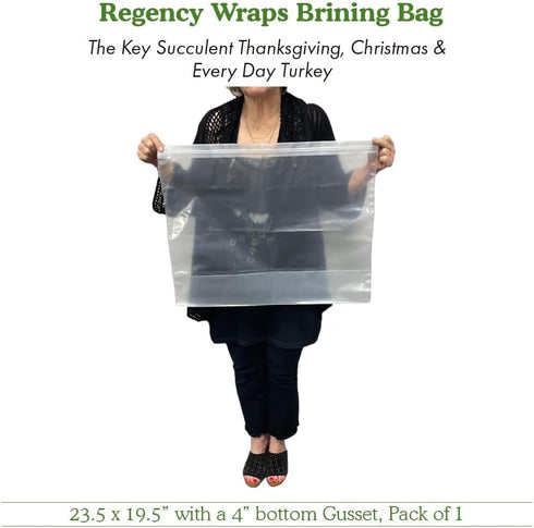 Regency Wraps Brining Bag, Heavy Duty with Double Seal For Juicy Turkey, Bottom Gusset For Easy Storage, BPA Free, Clear, 23.5" X 19.5" Pack of 1...
