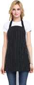 Somotersea Kitchen Apron with Pockets Adjustable Bib Apron for Cooking Pinstripe...
