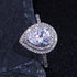 FAONIE White Gold Plated Teardrop Halo Pear Cut Cubic Zirconia CZ Engagement Wedding Ring For Women (9)...