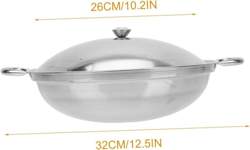 Zerodeko 1 Set Stainless Steel Griddle Chinese Wok Asian Noodles Saute Pan with Lid Korea Noodle Ramen Pot Non Stick Skillet Stainless Steel Saute...