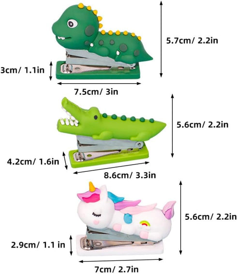 3pcs Mini Staplers for Desk, Kids Cartoon Stapler Crocodile Dinosaur, Handheld Fun Stapler for Kids Home Office...
