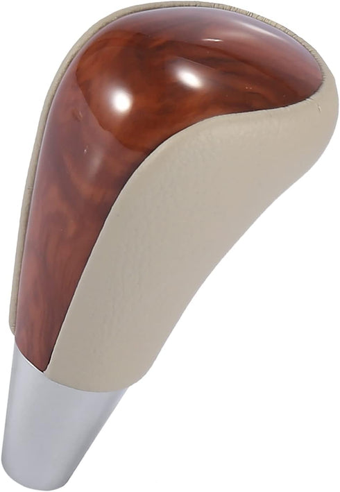 Motoforti Car Automatic Gear Stick Shift Knob, for Toyota RAV4 Camry Corolla, Faux Leather, Wood, Beige Brown...