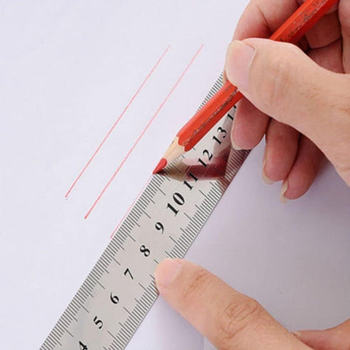 Silver Double-Sided Scale, Stainless Steel Straight Ruler Measuring Tool School Office Drafting Supplies Drafting Tools and Drafting Kits...