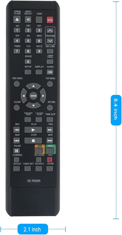 SE-R0295 Replacement Remote Control Applicable for Toshiba DVD Video Recorder VCR DVR620KU D-VR620 DKVR60KU D-VR610KU DVR610KU D-VR620KU D-VR610 D...