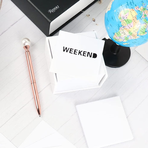 White Non Sticky Notes 3 x 3 Inch Note Memo Pads Blank Loose Paper with Acrylic White Stick Note Holder for Office, Home, School Supply (500 Sheet...