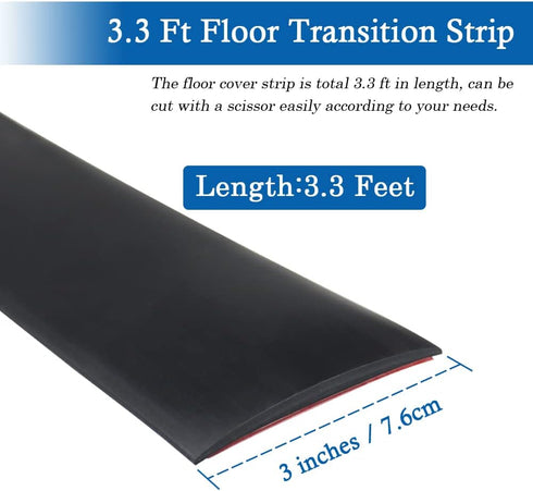 Floor Transition Strip Floor Cover Strips Self Adhesive Flooring Transitions Laminate Floor Strip 3" Wide Vinyl Floor Flat Divider Strip (7.5cm, 3...