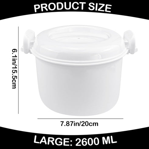 DOERDO Microwave Rice Cooker Round Microwave Food Container Vegetable Steamer Pot Microwave Cookware for Rice Chicken Pasta, 7.8x6.1 Inch...