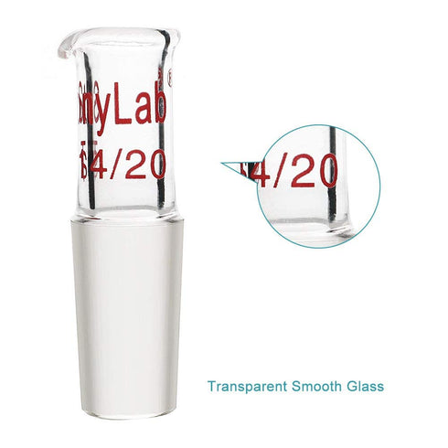 stonylab Glass Pour Out Adapter, Borosilicate Glass Liquid Pouring Adapter with 14/20 Ground Inner Joint for Laboratory Lab Supply...