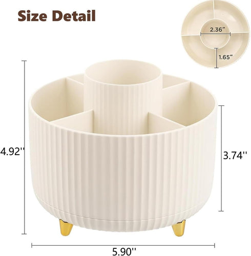 Makeup Organizers Countertop, 360° Rotate Makeup Brush Holder Organizer, 5 Slot Vanity Organizer, Countertop Organizers for Vanity, Desktop, Bathr...