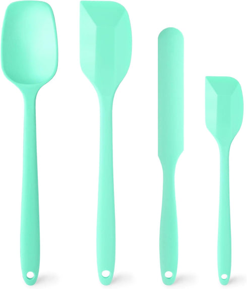 Silicone Spatula, Food Grade Silicone, 600°F High Heat Resistant Kitchen Green Spoon Spatulas Set for Cooking Baking Mixing and Dishwasher Safe...