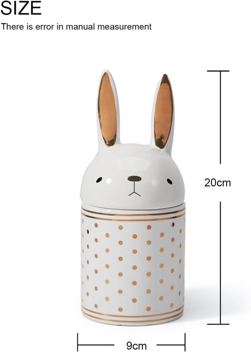 HAUCOZE Rabbit Cookie Jar Decorative Candy Jar with Lid Modern Arts Gifts Ceramic 8.1inch...
