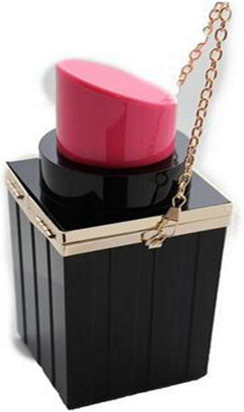 Women Acrylic Black Lipstick Shape Evening Bags Purses Clutch Vintage Banquet Handbag...