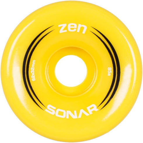 Sonar Wheels - Zen - Quad Roller Skate Wheels - 4 Pack of 32mm x 62mm 85A Wheels | Yellow...