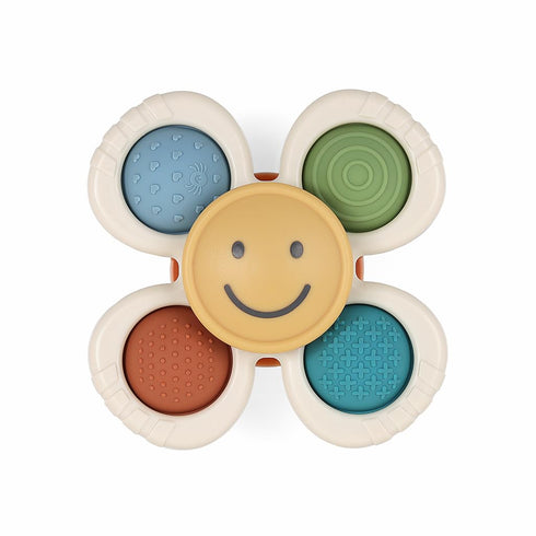 Itzy Ritzy Fidget Toy with Sensory Poppers & Suction Cup; Fidget Toy Sticks to Highchairs, Tables or Tubs While Spinning & Engaging Baby with 4 Te...