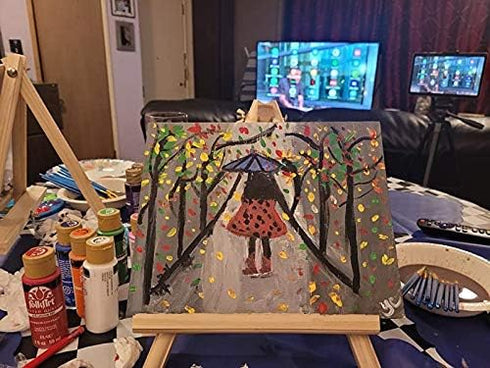 9.5 in Wood Easel Stand Tabletop Easels for Painting, Canvases, Art, Crafts, Small Wooden Table Top Paint Tripod Station for Kids Adult (3pack)...