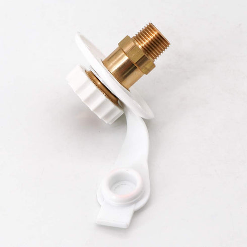 KIPA RV City water Fill inlet flange brass RV water hookup Connector FPT 1/2" Female thread 3" Flange white, With check valve backflow preventer i...