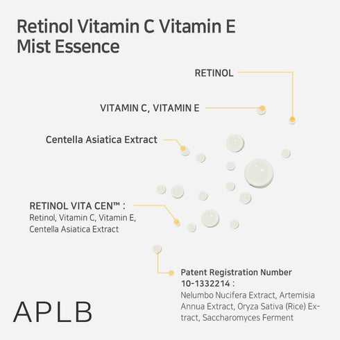 APLB Retinol Vitamin C Vitamin E Mist Essence | RETINOL VITA CEN™ 19.4% 3.55 FL.OZ/Korean Skincare, Replenishing moisture, Revitalize for gentle a...