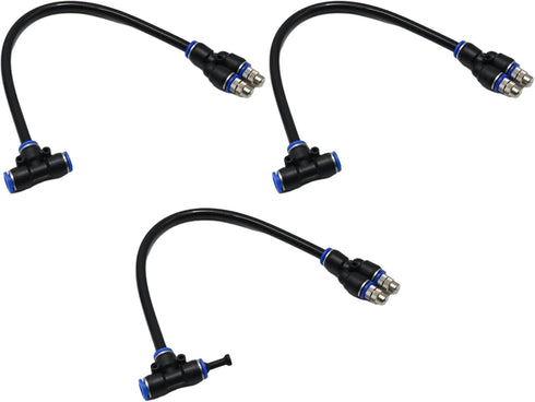 3 Pack 2 Way Brass Misting Nozzles Tee, w/ 13 in Length Built in Hose for Outdoor Watering System, Adjustable 360° Rotation Nozzles, Water Mister ...