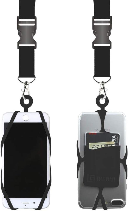 Gear Beast Cell Phone Lanyard - Mobile Phone Lanyard with Case Holder, Card Pocket, Soft Neck Strap, and Detachable Clip - Compatible with iPhone,...