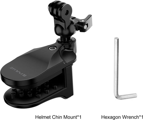 PULUZ Motorcycle Helmet Chin Clamp Mount for GoPro Hero 12, 11, 10/DJI Osmo Action 4/Insta360 X3/AKASO/SJCAM and Other Action Cameras...